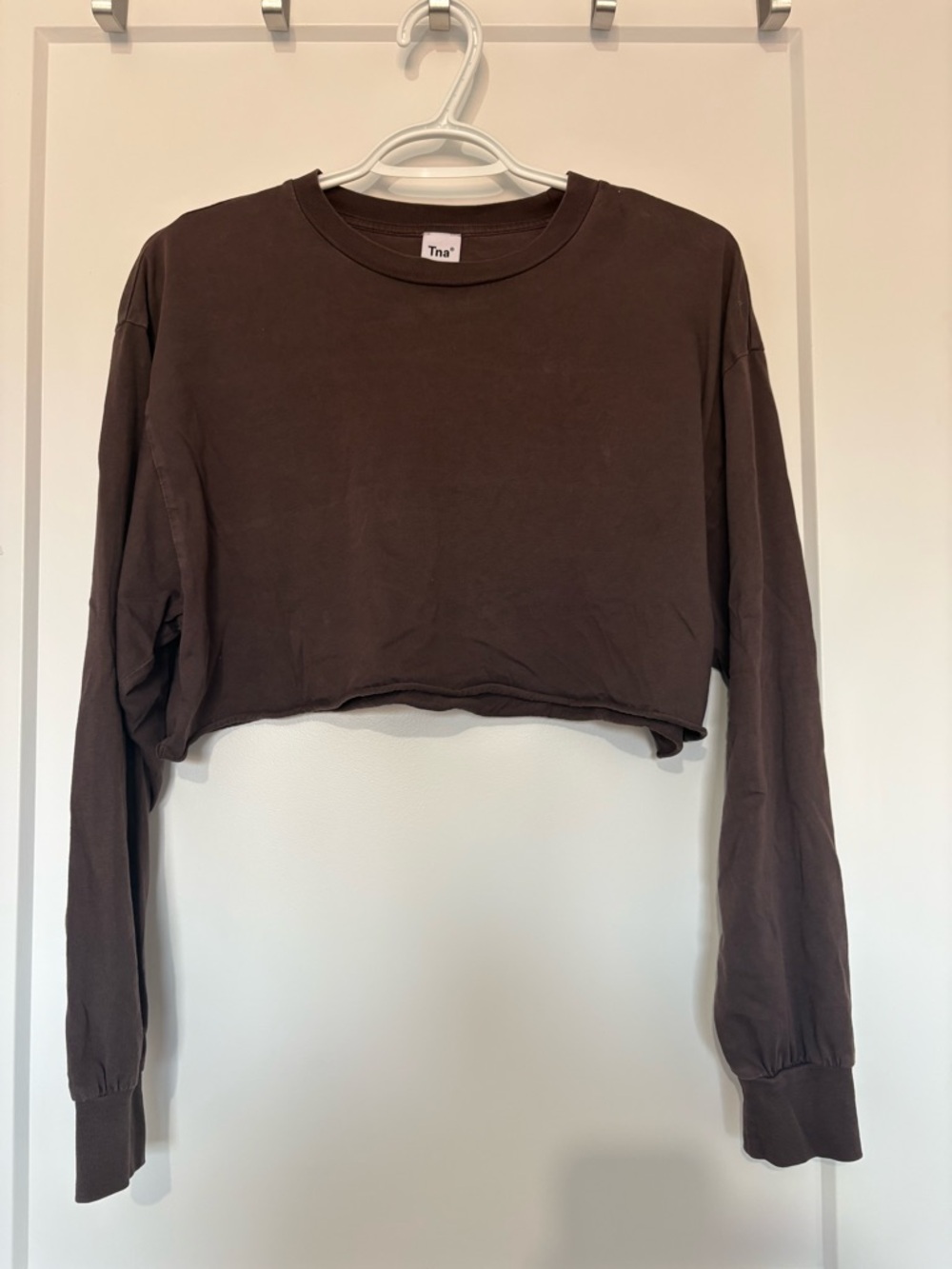 TNA Cropped Long-Sleeve Top in Brown